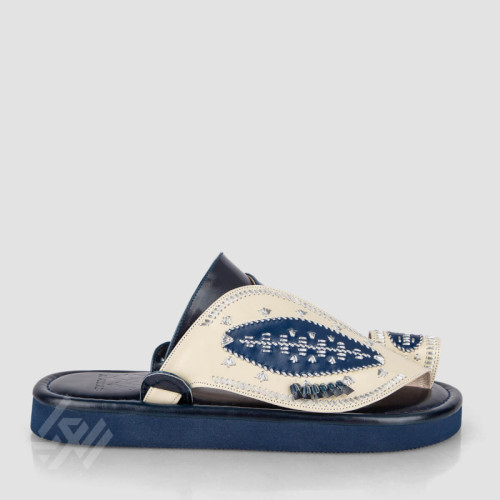 العراب حذاء شرقي مطرز للرجال - كحلي وأبيض - 222626