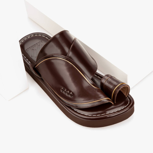 العراب حذاء شرقي وطني للرجال - بني داكن وذهبي - 370685