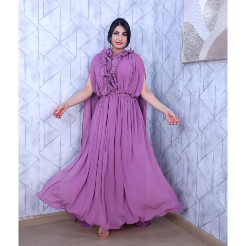 فستان سهرة طويل - شيفون - بنفسجي