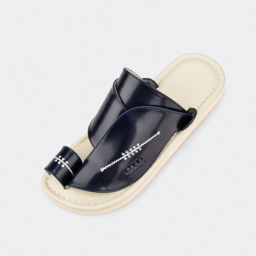 نياشين نعال شرقي مطرز للرجال - بيج وكحلي -BA-177