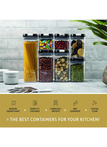 7 عبوات محكمة الغلق خالية من مادة BPA مع غطاء