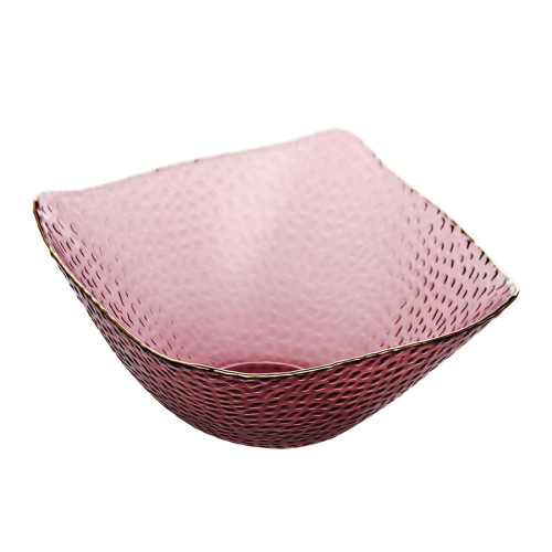 وعاء مربع زجاجي على الطراز الاسكندنافي بحواف ذهبية - 16.8x16.8x7.5 سم