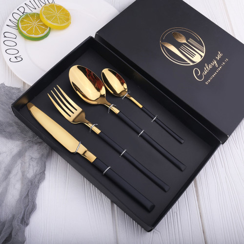 سن هوم طقم أدوات مائدة أنيق - 4 قطع - ستانلس ستيل