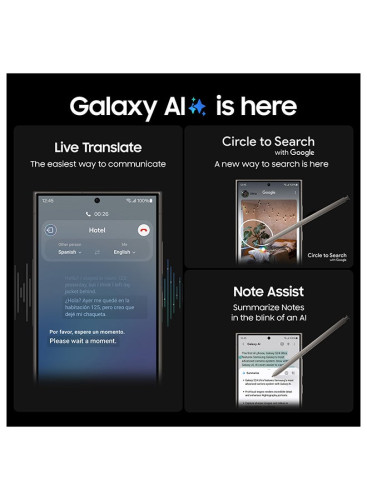 هاتف Galaxy S24 Ultra ثنائي شريحة الاتصال بلون أسود تيتانيوم وذاكرة وصول عشوائي (RAM) سعة 12 جيجابايت وذاكرة تخزين داخلية 512 جيجابايت يدعم تقنية 5G - إصدار الشرق الأوسط