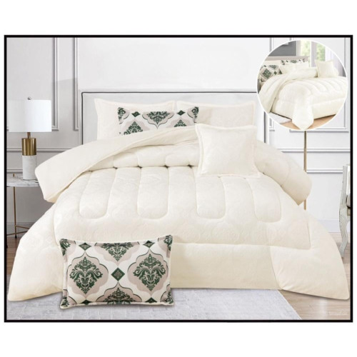 مفرش سرير شتوي فخم بوجهين - مزدوج - 8 قطع