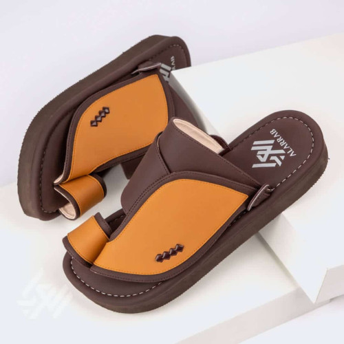 العراب حذاء شرقي بخامات إيطالية للرجال - بني وعسلي - GF-246