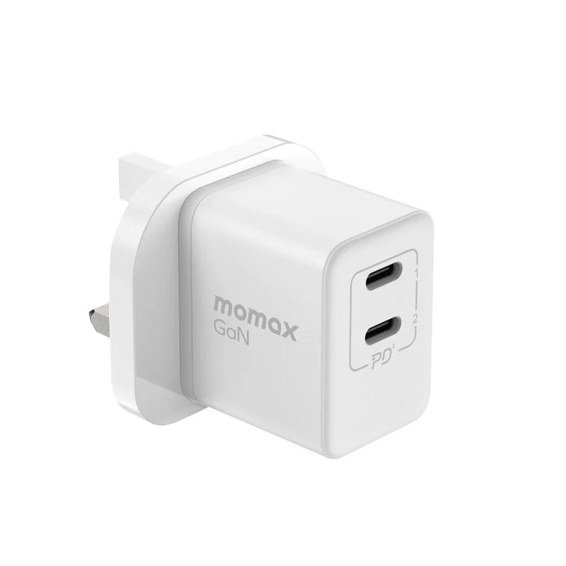 موماكس شاحن جداري  ميني بتقنية الجان سريع الشحن بمفنذين USB|C وبقوة 35 واط | أبيض