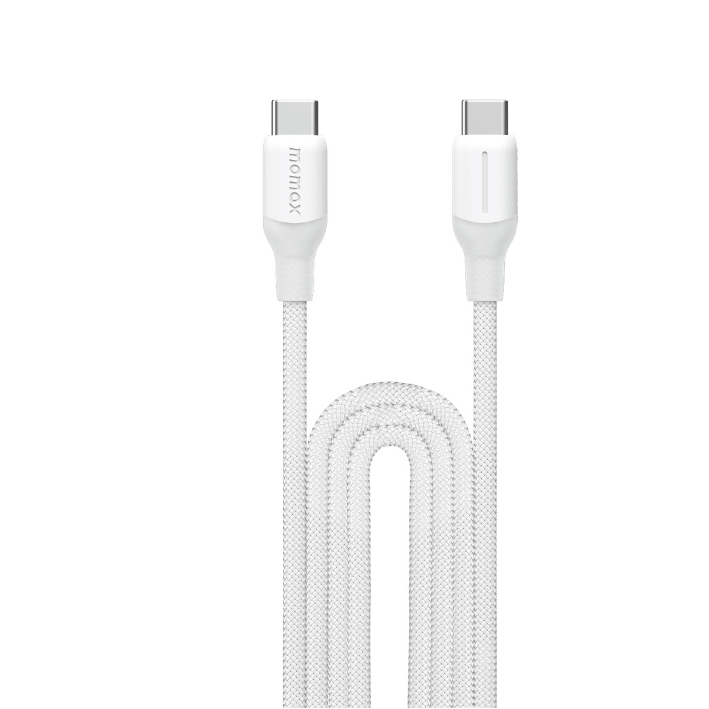 موماكس سلك شاحن 1 لينك فلو سيلكون مظفر من USB|C إلى USB|C بقوة  100 واط بطول 3 متر | أبيض