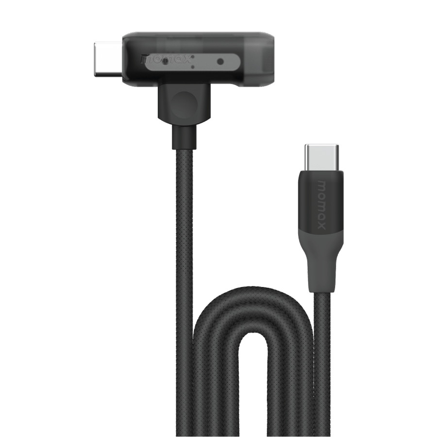 موماكس سلك شاحن 1 لينك فلو سيلكون مظفر 2 في 1 بطول 1.5 متر من USB|C إلى USB|C و لايتنينج | أسود