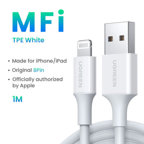 يوجرين سلك شاحن USB إلى آيفون بطول 1 م | أبيض
