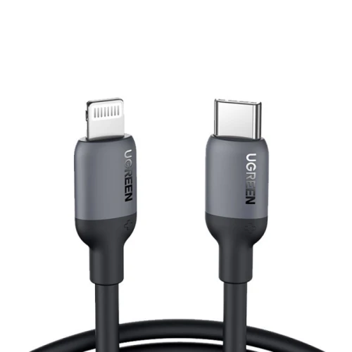 يوجرين سلك شاحن من USB-C إلى آيفون سيلكون بطول 1 م - أسود