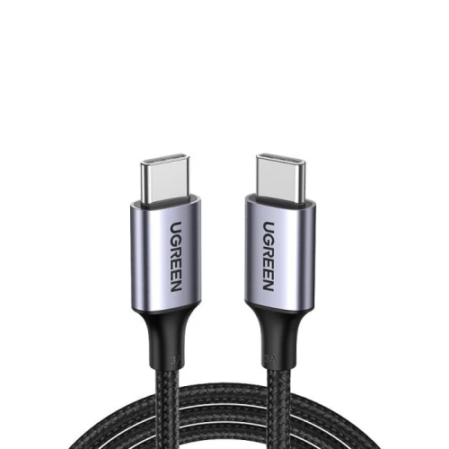 يوجرين سلك شاحن من USB-C إلى USB-C مضفر بطول 1 م - أسود