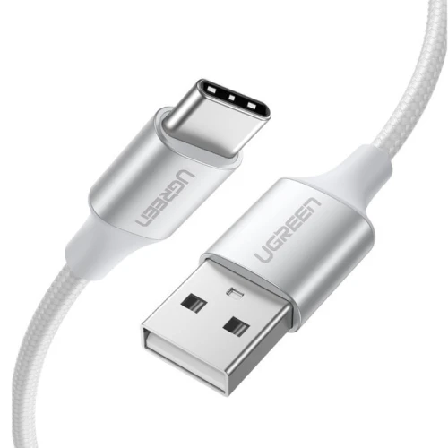 يوجرين سلك شاحن من USB إلى USB-C مضفر بطول 2 م - أبيض