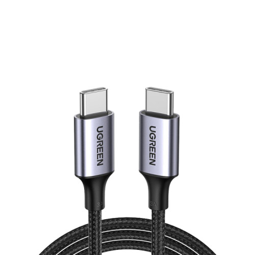 يوجرين Type-C - Type-C 2.0 كابل شاحن مضفر - 100 واط - 3 متر - أسود