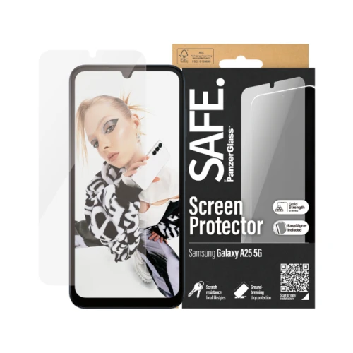 بانزر جلاس SAFE شاشة حماية لهاتف سامسونج جالاكسي A25 5G - مقاس واسع - شفاف