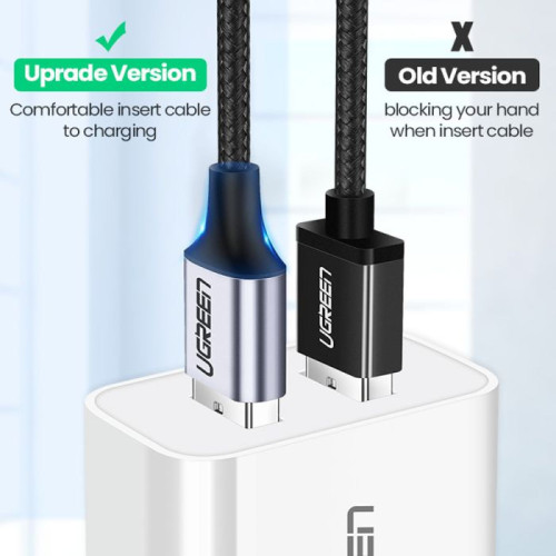 يوجرين كابل شحن من USB-2.0 إلى Type-C مضفر ألمنيوم - 3 متر