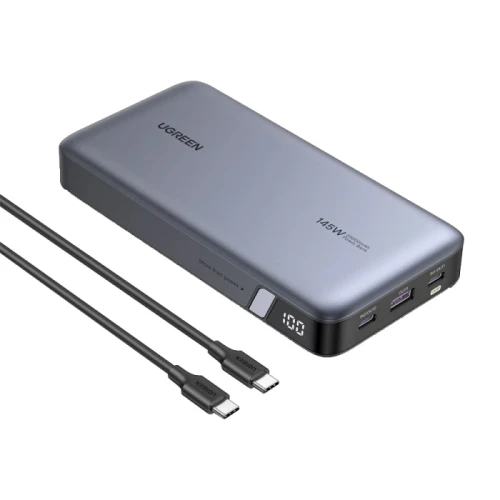 يوجرين باور بانك بمنفذين PD ومنفذ USB - بسعة بطارية 25000 ملليي أمبير - 145 واط - رمادي