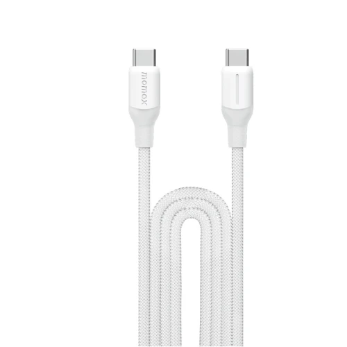 موماكس سلك شاحن 1 لينك فلو سيلكون مظفر من USB|C إلى USB|C بقوة  100 واط بطول 3 متر | أبيض