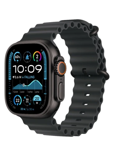ساعة Ultra 2 (2024) GPS + Cellular 49 مم، هيكل من التيتانيوم الأسود مع سوار Ocean أسود
