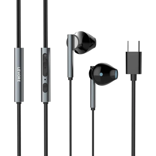 ليفوري سماعات أذن سلكية بموصل USB-C - أسود