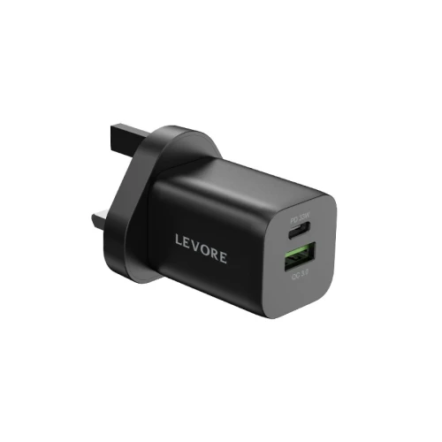 ليفوري شاحن حائط محول شحن سريع بمنفذ USB-C ومنفذ USB-A - بقوة 33 واط - LGW121