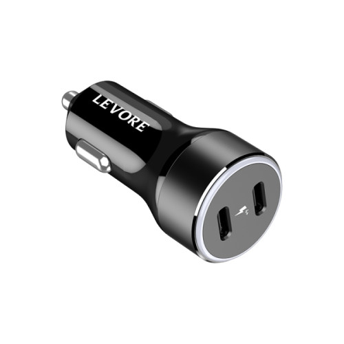 ليفوري شاحن سيارة - 66 واط - منفذين USB-C PD - أسود