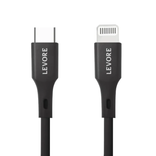 ليفوري كابل شحن بلاستيك من USB-C إلى Lightning - بطول 1.8 متر - أسود - LC4121-BK
