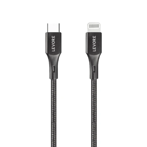 ليفوري كابل شحن نايلون من USB-C إلى Lightning - بطول 1.8 متر - أسود - LC4222-BK