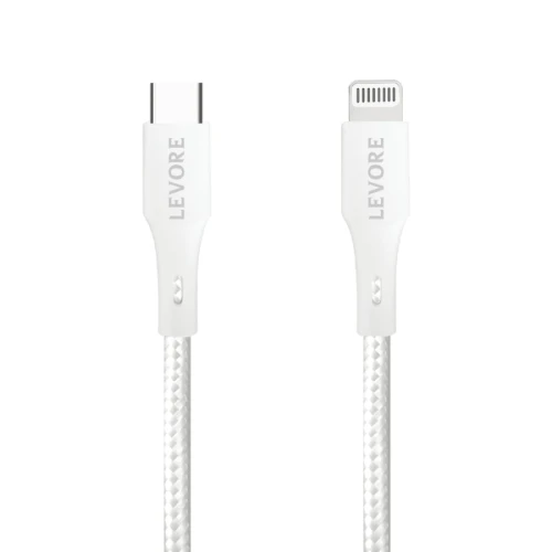 ليفوري كابل شحن Lightning إلى USB-C - نايلون - 1.8 متر - أبيض
