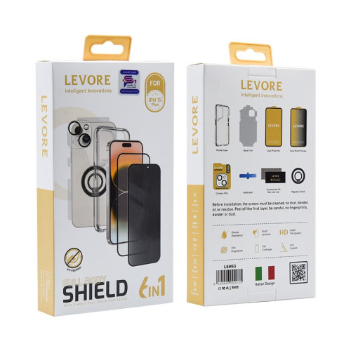 ليفوري حماية شاشة 6×1 آيفون 15 بلس - حفظ الحصوصية - أسود