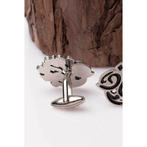 طقم اكسسوارت للرجال مطلي فضي - 2 قطع - أسود - F05