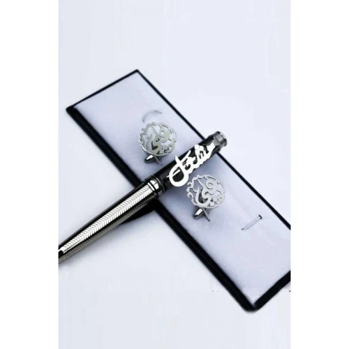 طقم اكسسوارت للرجال مطلي فضة - 2 قطع - F06