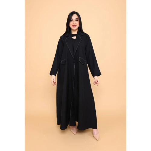 عباية مع جيوب بياقة للنساء
