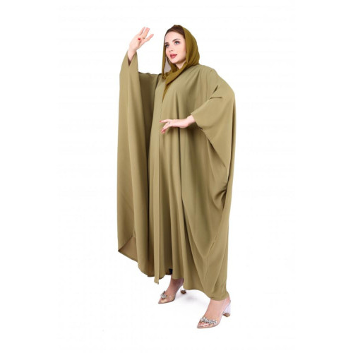 عباية بشت كريب سادة ناعم للنساء - أخضر فاتح