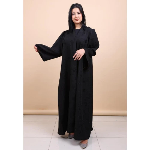 عباية جكار ناعم كم مربع للنساء - أسود