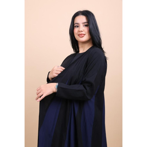 عباية كريب مغسول للنساء - أسود وكحلي