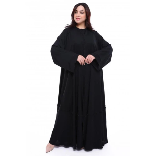 عباية كلوش بخياطة ناعمة للنساء - أسود