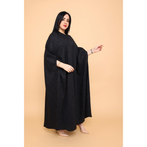 عباية قطريه شغل ناعم قماش جاكار - أسود - 02-011