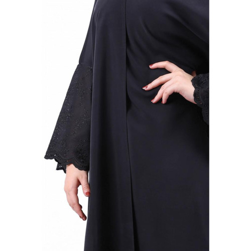 عباية كلفه على الكم قصة فراشة للنساء - أسود