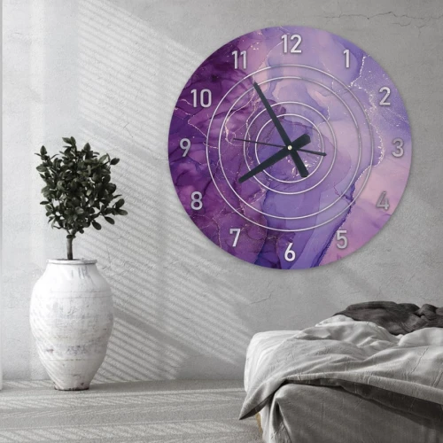 ساعة حائط دائرية بتصميم رخامي - 50x50 سم - بنفسجي - hs-cnc-21