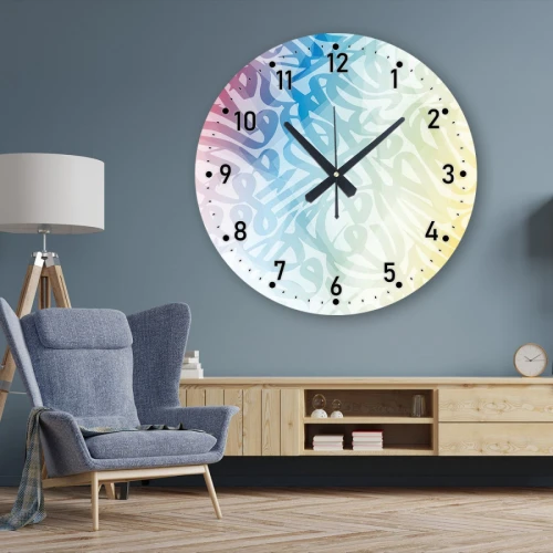 ساعة حائط دائرية بتصميم رخامي - 50x50 سم - متعدد الألوان - hs-cnc-56