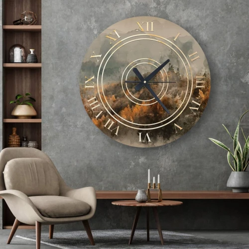 ساعة حائط دائرية بتصميم رخامي - 50x50 سم - بني - hs-cnc-58
