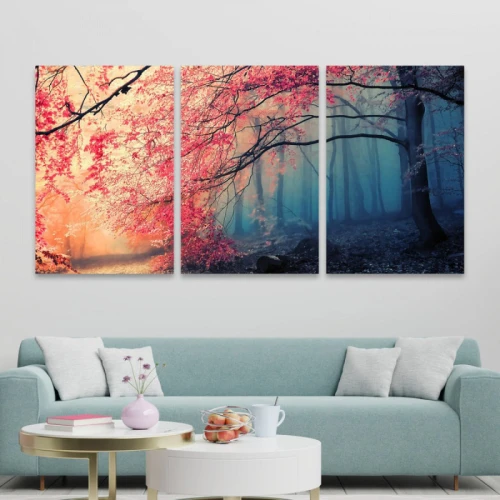 لوحة حائط الشجرة الحمراء ثلاث ثطع - خشب ام دي اف - 120x60 سم - lp3-537