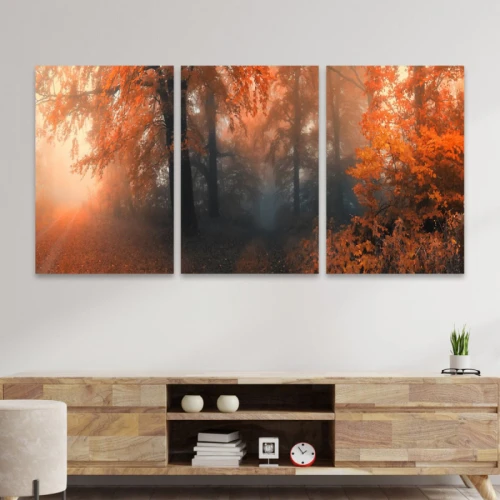 لوحة حائط سحر الخريف ثلاث ثطع - خشب ام دي اف - 120x60 سم - lp3-540