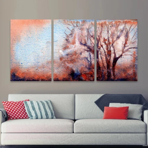 لوحة حائط طبيعة تجريدية ثلاث ثطع - خشب ام دي اف - 120x60 سم - lp3-547