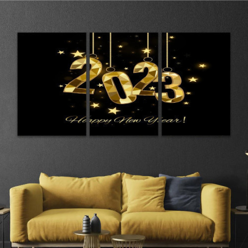 لوحة حائط السنة الجديدة ثلاث ثطع - خشب ام دي اف - 120x60 سم - lp3-568