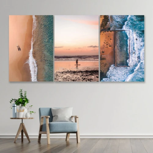 لوحة حائط شاطئ وقت الغروب - خشب ام دي اف - 120x60 سم - PH 34
