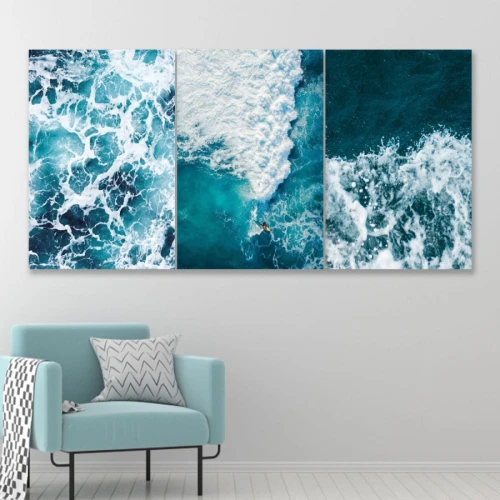 لوحة حائط أمواج البحر - خشب ام دي اف - 120x60 سم - PH 36