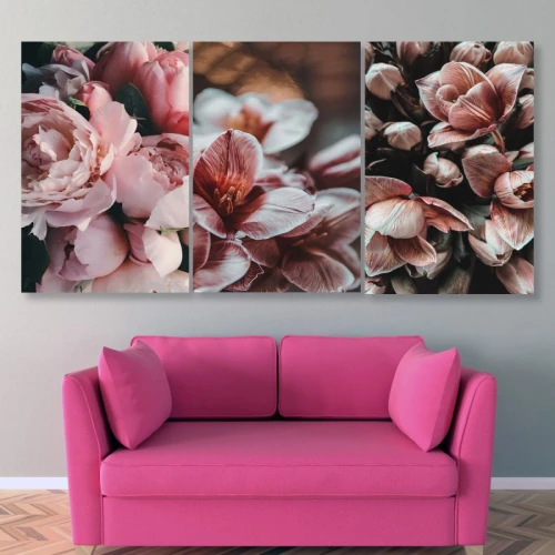 لوحة حائط أزهار - خشب ام دي اف - 120x60 سم - PH 63