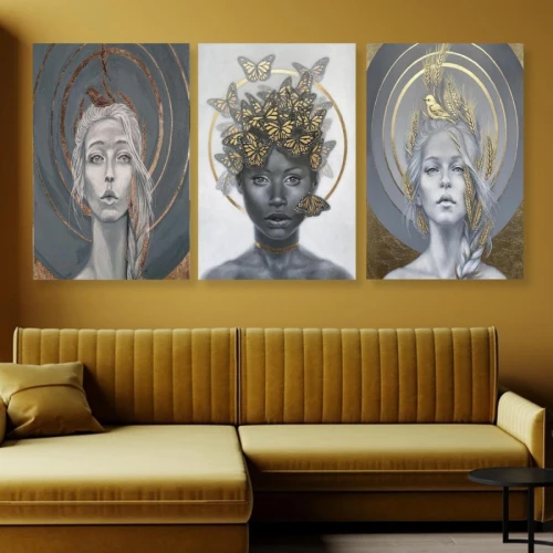 لوحة حائط ثلاث نساء - خشب ام دي اف - 120x60 سم - PH 68
